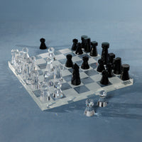 Obsidian & Ice Handmade Crystal Glass Chess Set