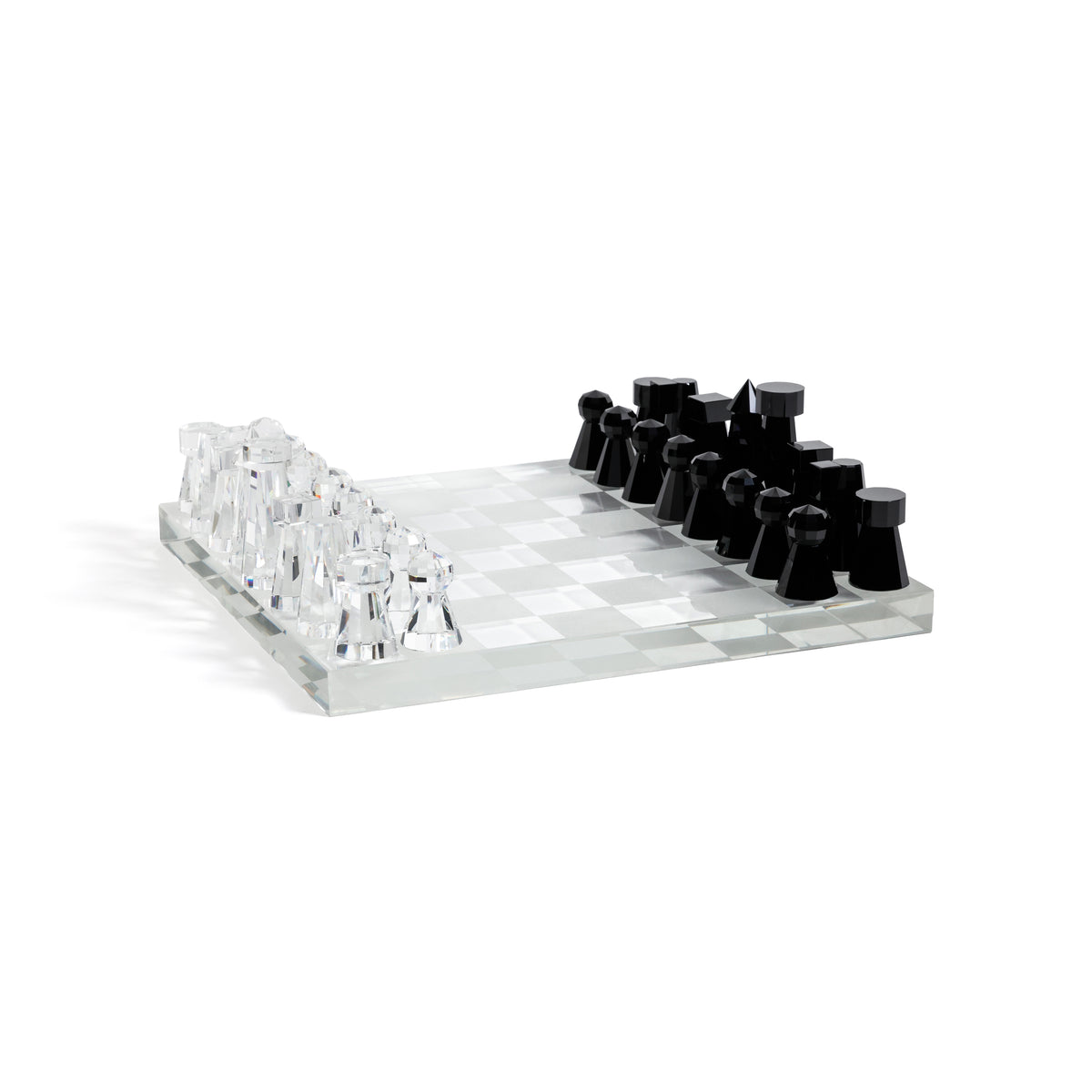 Obsidian & Ice Handmade Crystal Glass Chess Set