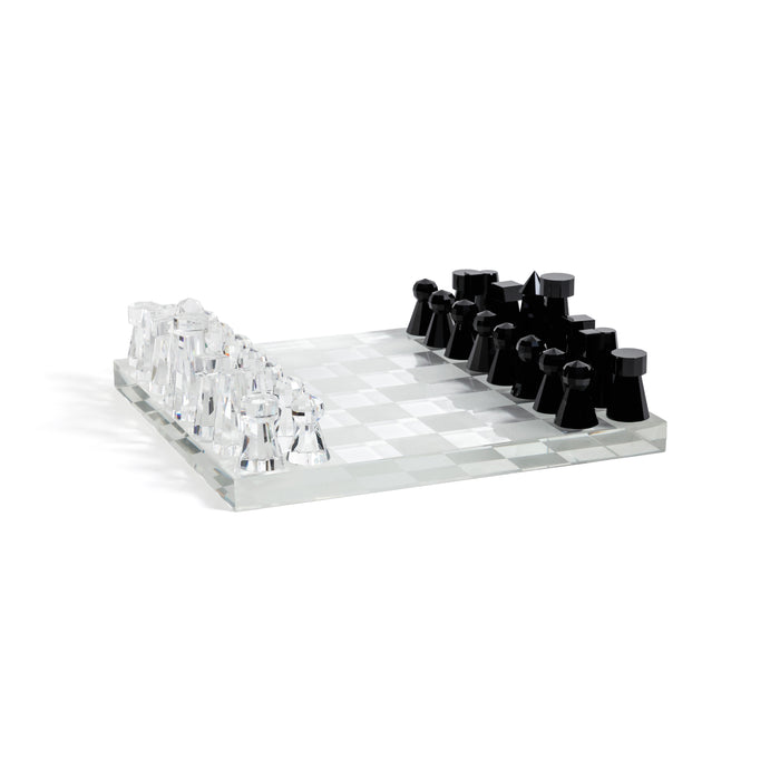 Obsidian & Ice Handmade Crystal Glass Chess Set