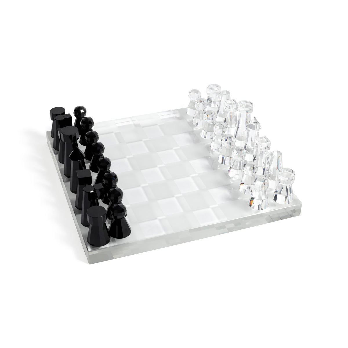 Obsidian & Ice Handmade Crystal Glass Chess Set