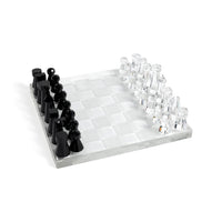 Obsidian & Ice Handmade Crystal Glass Chess Set