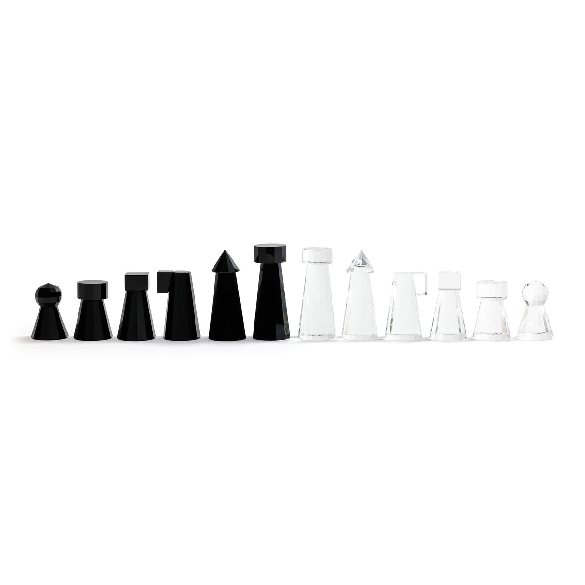 Obsidian & Ice Handmade Crystal Glass Chess Set