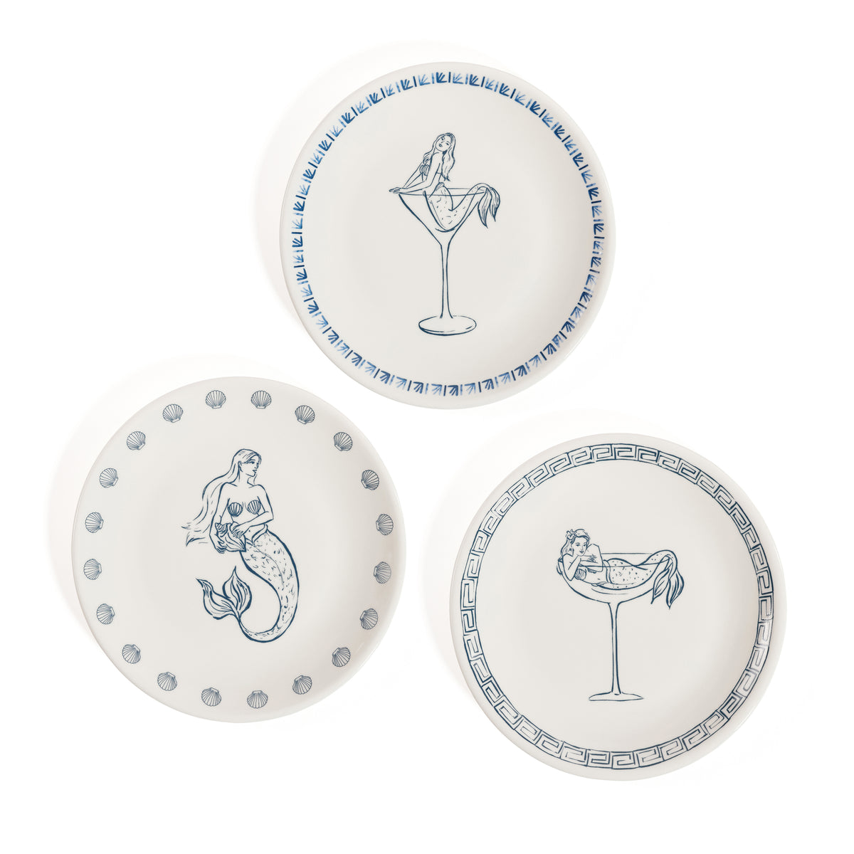 The Salty Mermaid Bar Appetizer Plates, Set of 6 | Bone & Brass