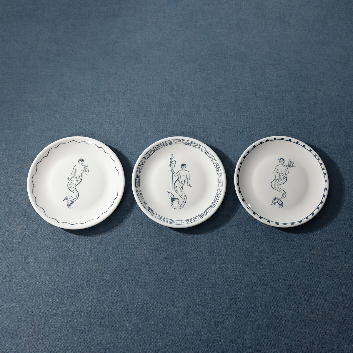 The Salty Merman Bar Appetizer Plates, Set of 6 - Detail View | Bone & Brass