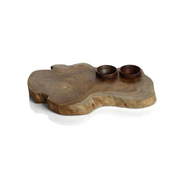 Bali Teak Root Serving Board with Condiment Bowls | Bone & Brass