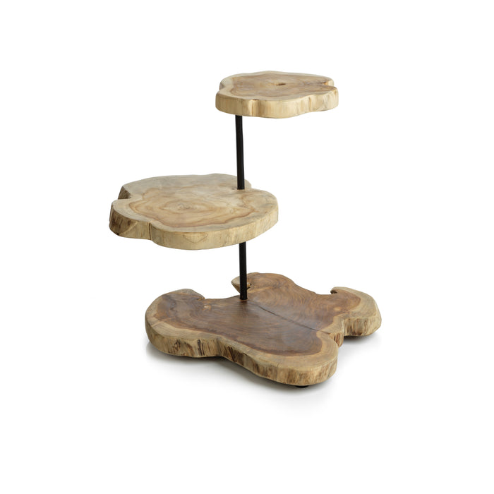 Banda 3-Tier Teak Root Serving Tray