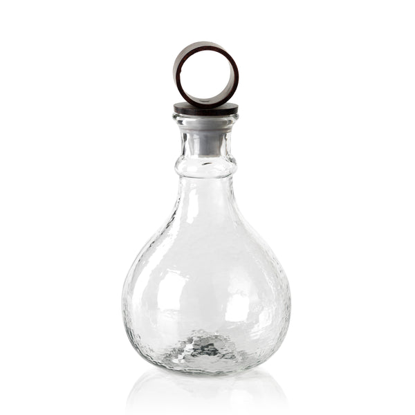 Artisan Hammered Glass Decanter w/ Iron Top