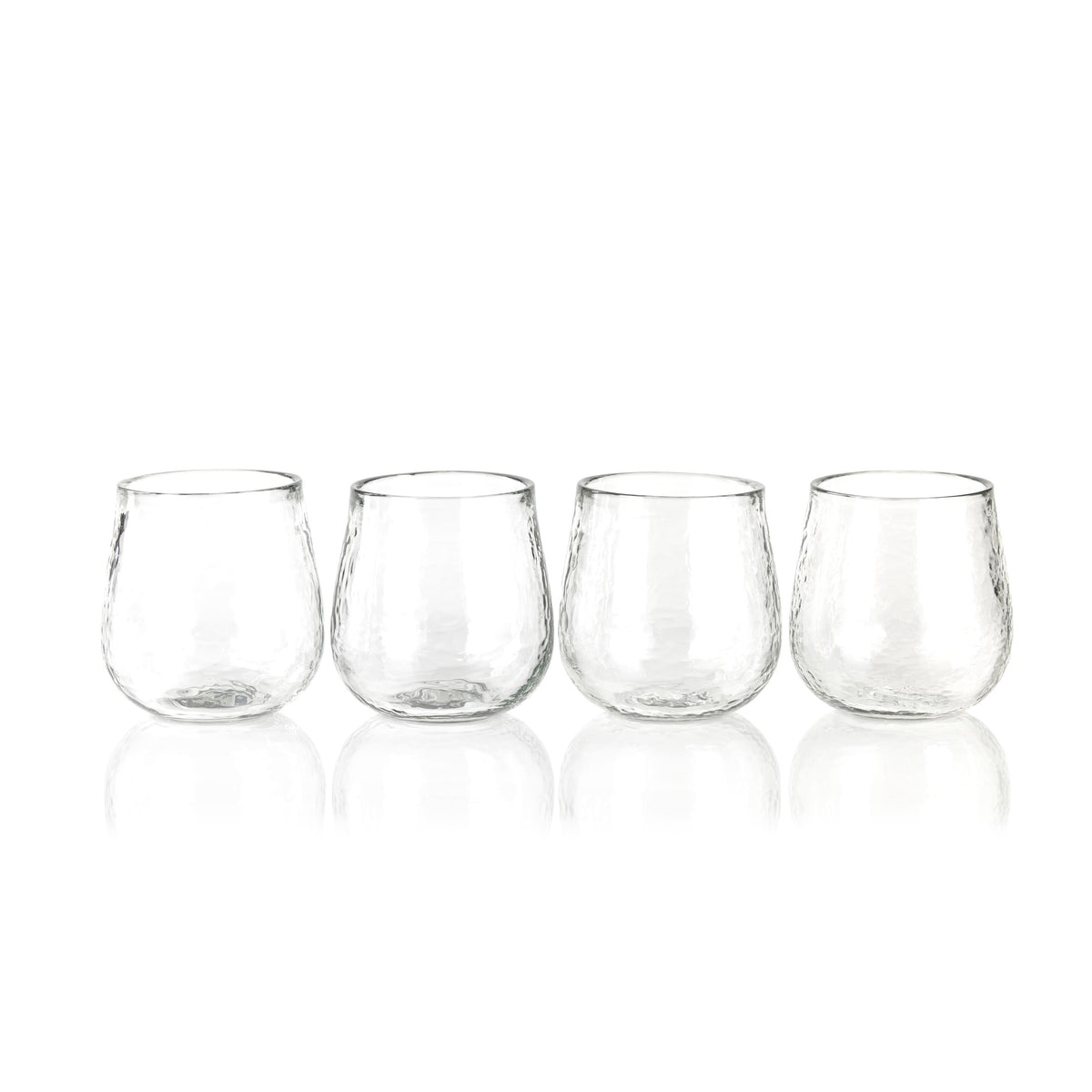 Garan Hammered Glass Stemless All Purpose Glasses, Set of 4