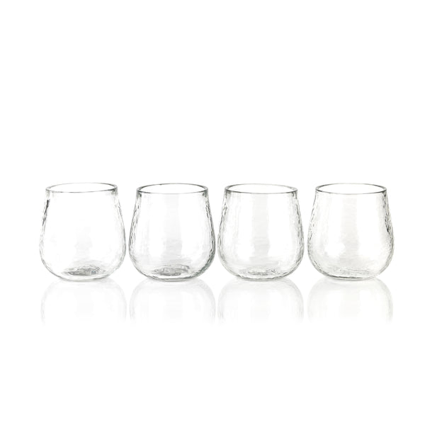 Garan Hammered Glass Stemless All Purpose Glasses, Set of 4