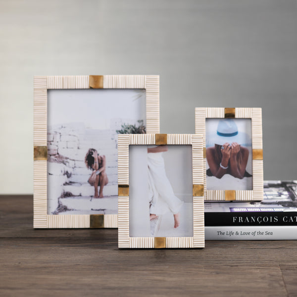 Mara Ivory Bone with Brass Trim Photo Frame- 8x10