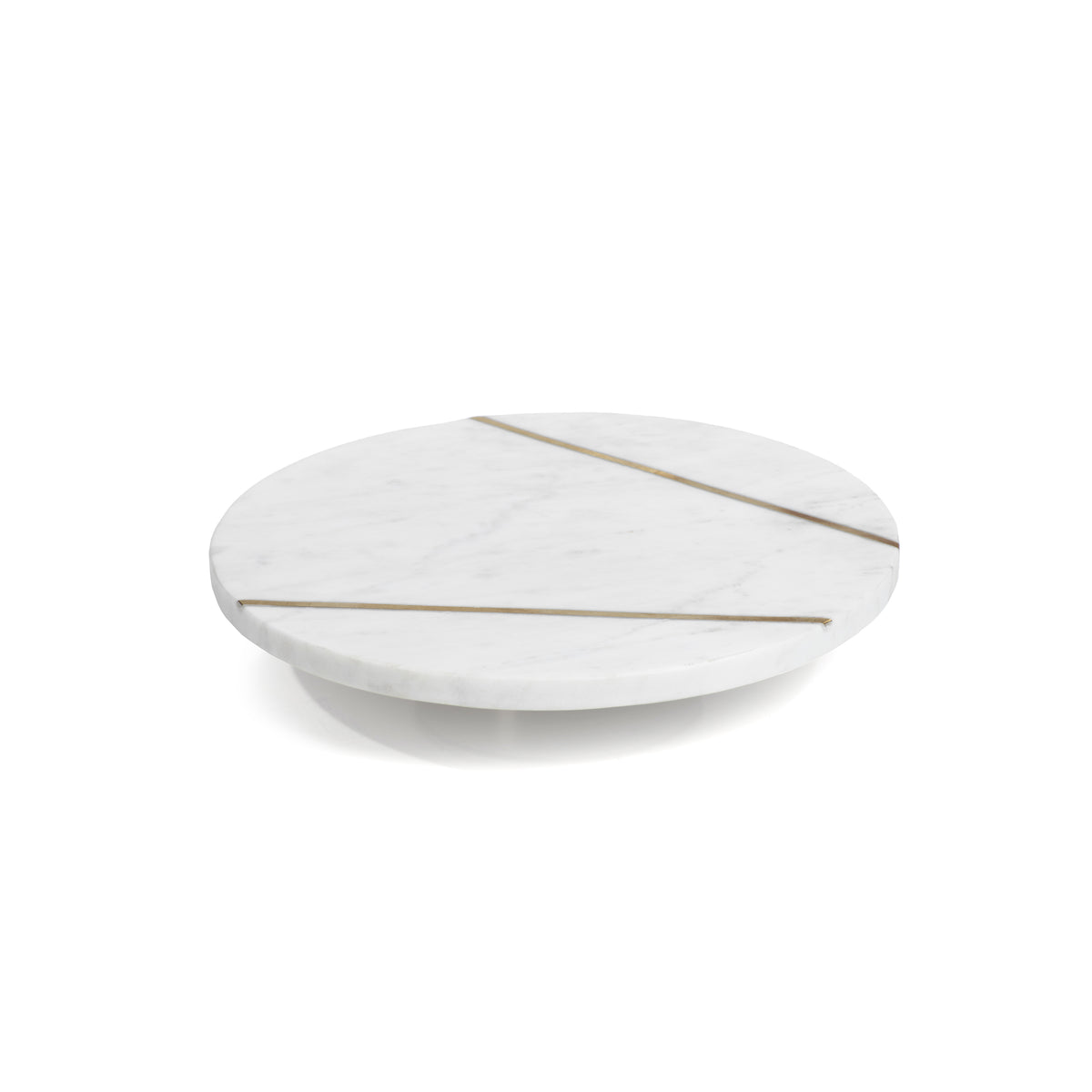 Ivory Marble Lazy Susan w/ Brass Inlay