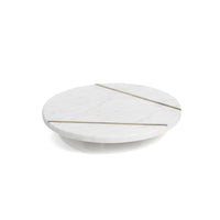 Ivory Marble Lazy Susan w/ Brass Inlay