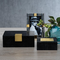 Cape Verde Black Resin Inlaid Decorative Box - Box Detail | Bone & Brass