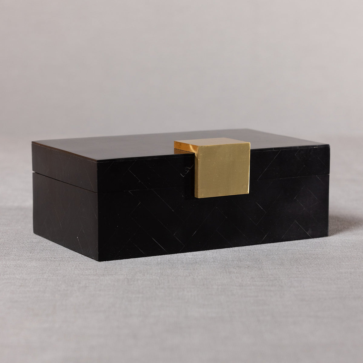 Cape Verde Black Resin Inlaid Decorative Box - Box Top View | Bone & Brass
