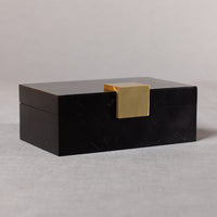 Cape Verde Black Resin Inlaid Decorative Box - Box Top View | Bone & Brass