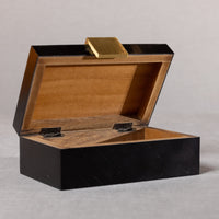 Cape Verde Black Resin Inlaid Decorative Box - Box Interior View | Bone & Brass
