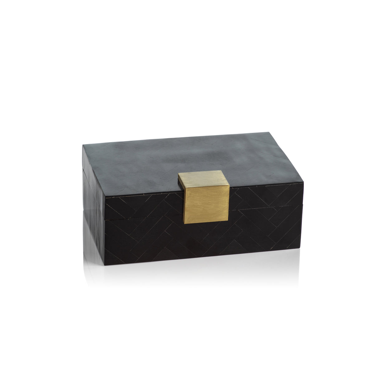 Cape Verde Black Resin Inlaid Decorative Box | Bone & Brass