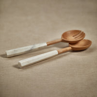 Kenya Wood & Marble Salad Server Set