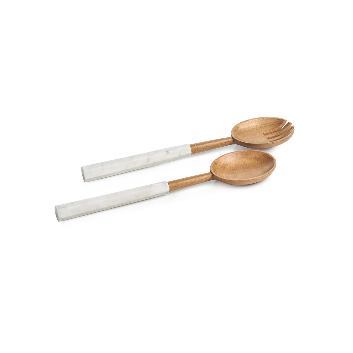 Kenya Wood & Marble Salad Server Set