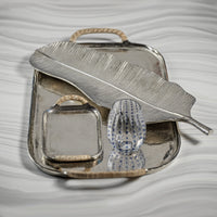 Mendocino Aluminum Tray with Rattan Wrapped Handles