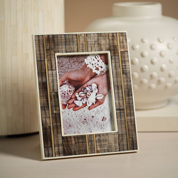 Shagrin Horn Bone & Brass Inlay Photo Frame 5x7