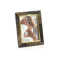 Shagrin Black Horn Brass Trim Photo Frame 5x7