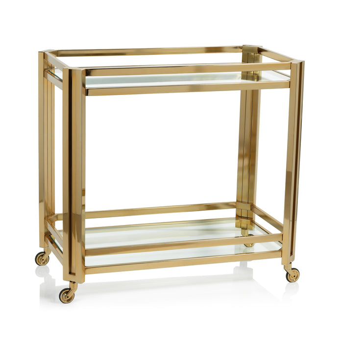 Mayfair High Gloss Gold Bar Cart