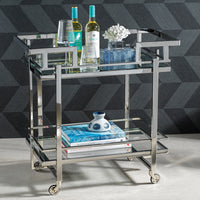 Grafton Polished Stainless Steel Bar Cart