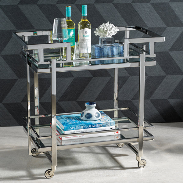 Grafton Polished Stainless Steel Bar Cart