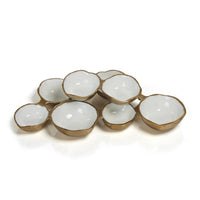 Gold & White Cluster of 8 Round Serving Bowls