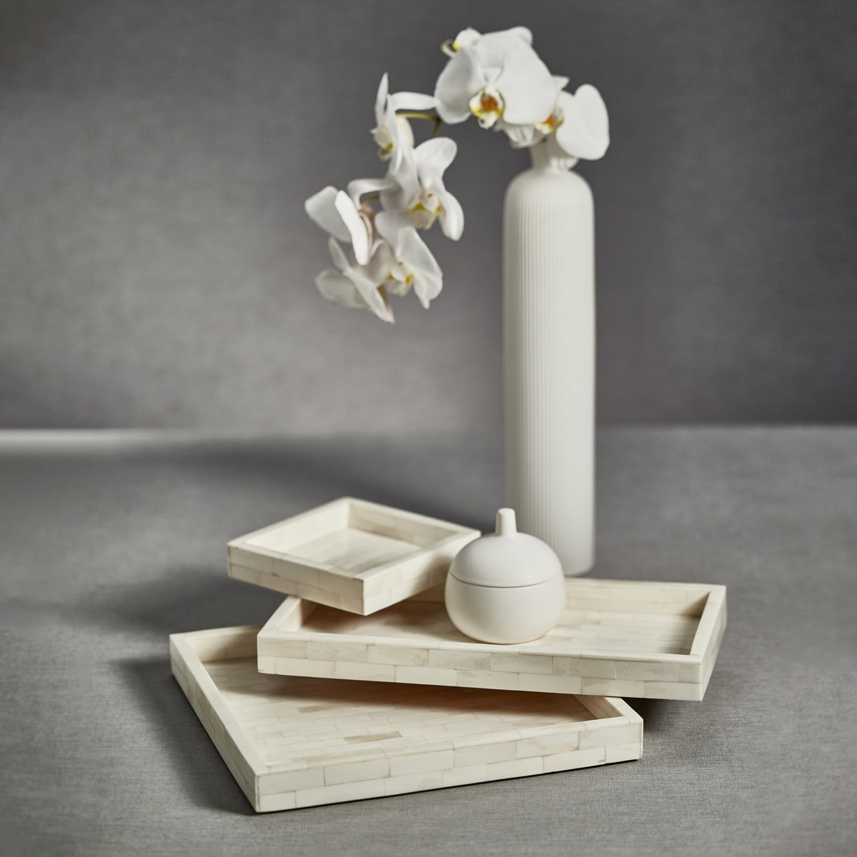 White Bone Inlay Decorative Tray