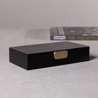 Marlowe Black Bone Decorative Box w/ Brass Knob - Box Top View | Bone & Brass