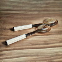Nadine Horn Salad Server Set with Bone Handle