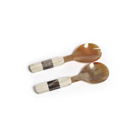 Renata Horn Salad Server Set with Bone Etched Handle | Bone & Brass
