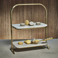 Madeleine 2-Tier Marble Tray Serving Stand