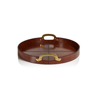 Harlow Leather & Brass Handles Round Tray            