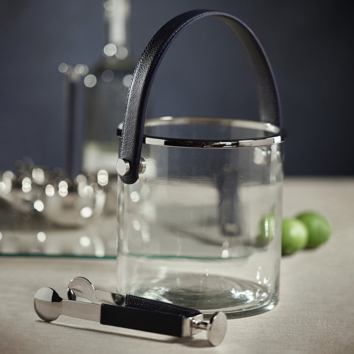 Laguna Leather & Glass Ice Bucket