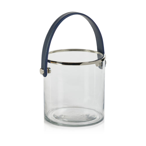 Laguna Leather & Glass Ice Bucket | Bone & Brass