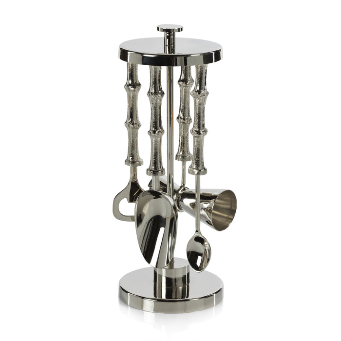 Pavia Bamboo 5-Piece Bar Tool Set