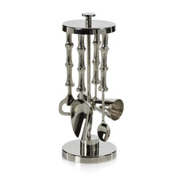 Silver Bamboo 5-Piece Bar Tool Set | Bone & Brass