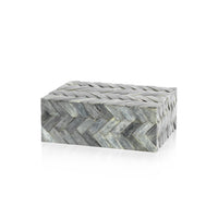 Mayfair Grey Bone Braided Decorative Box, Medium | Bone & Brass