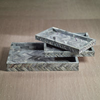 Mayfair Square Grey Bone Decorative Tray