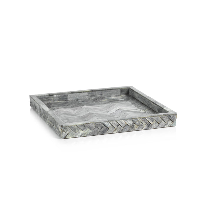 Mayfair Square Grey Bone Decorative Tray