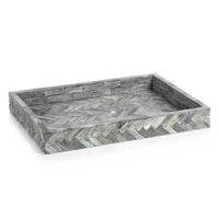 Mayfair Grey Bone Braided Decorative Tray, Large