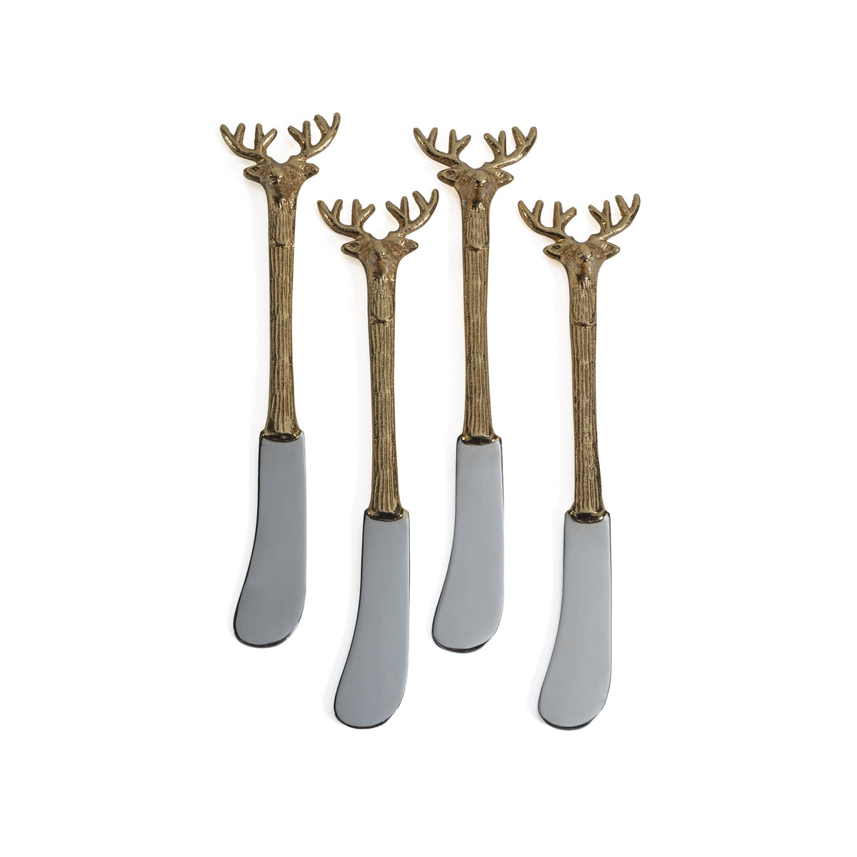 Peura Stag's Head Butter Knives, Set 4 | Bone & Brass