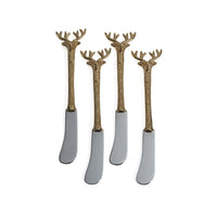 Peura Stag's Head Butter Knives, Set 4 | Bone & Brass