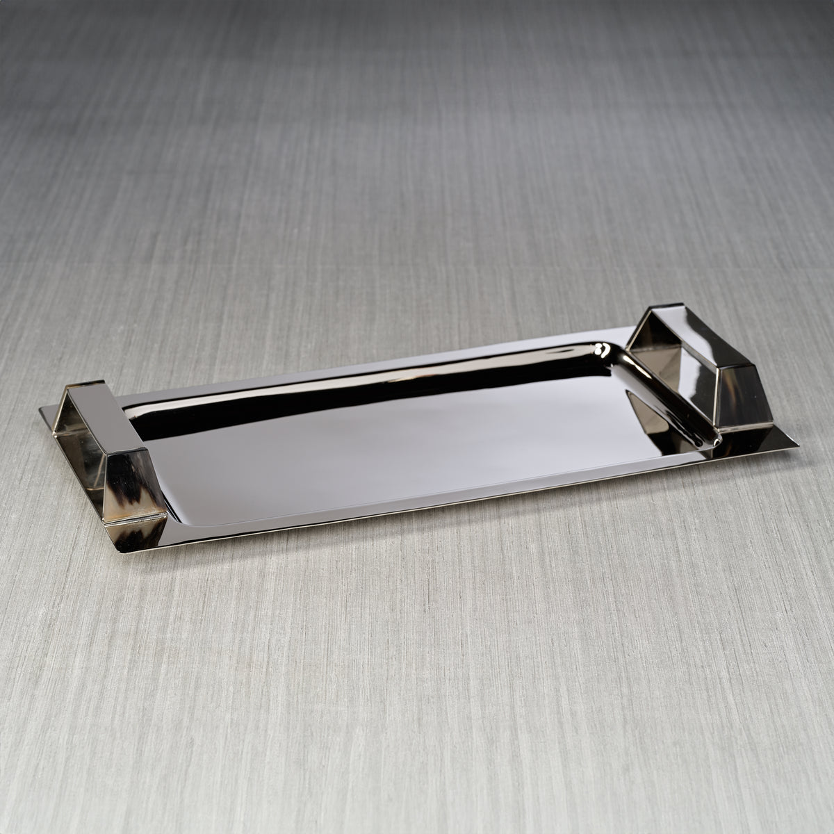 Berkley Polished Nickel Bar Tray with Horn Trim