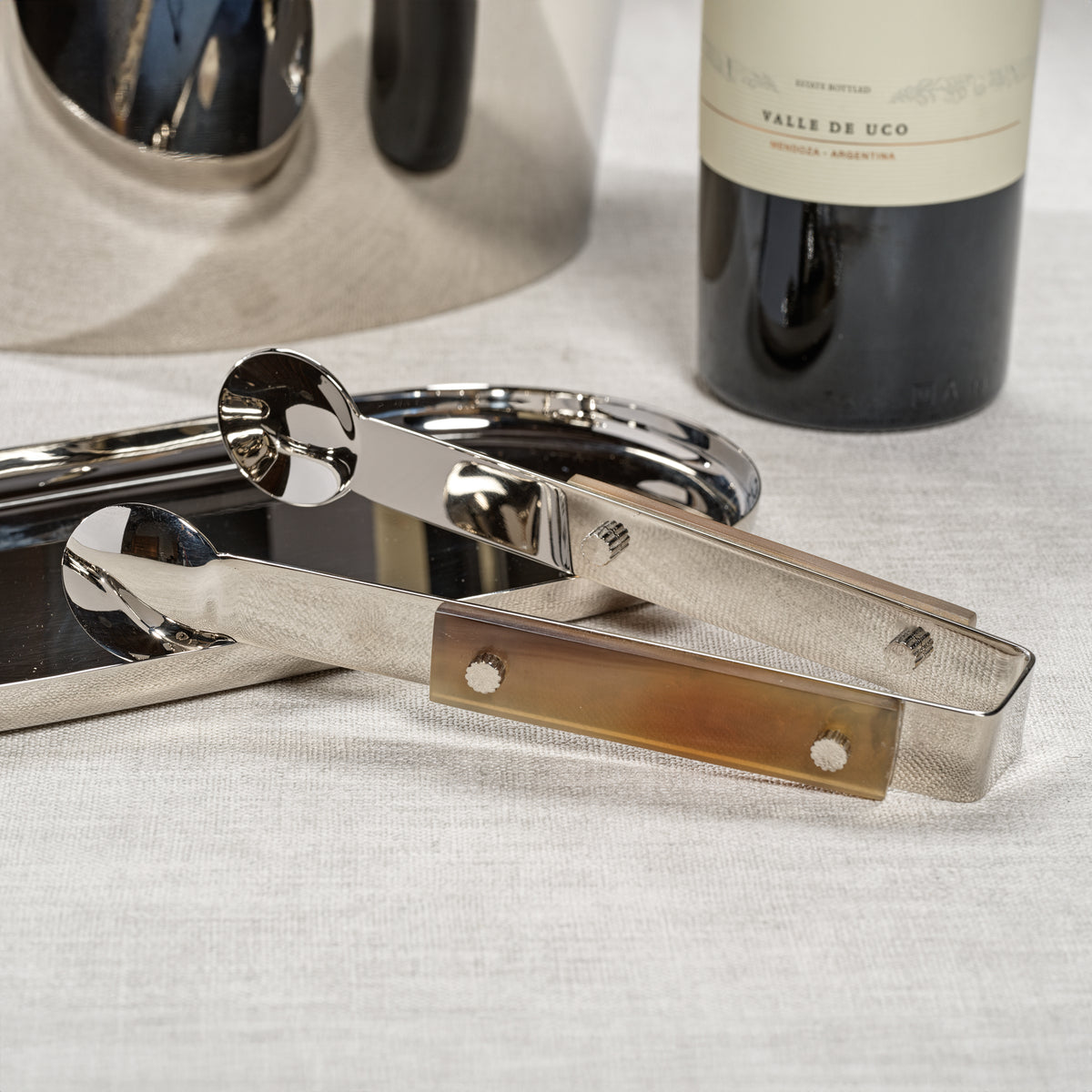 Bayeux Steel Ice Tong with Horn Trim