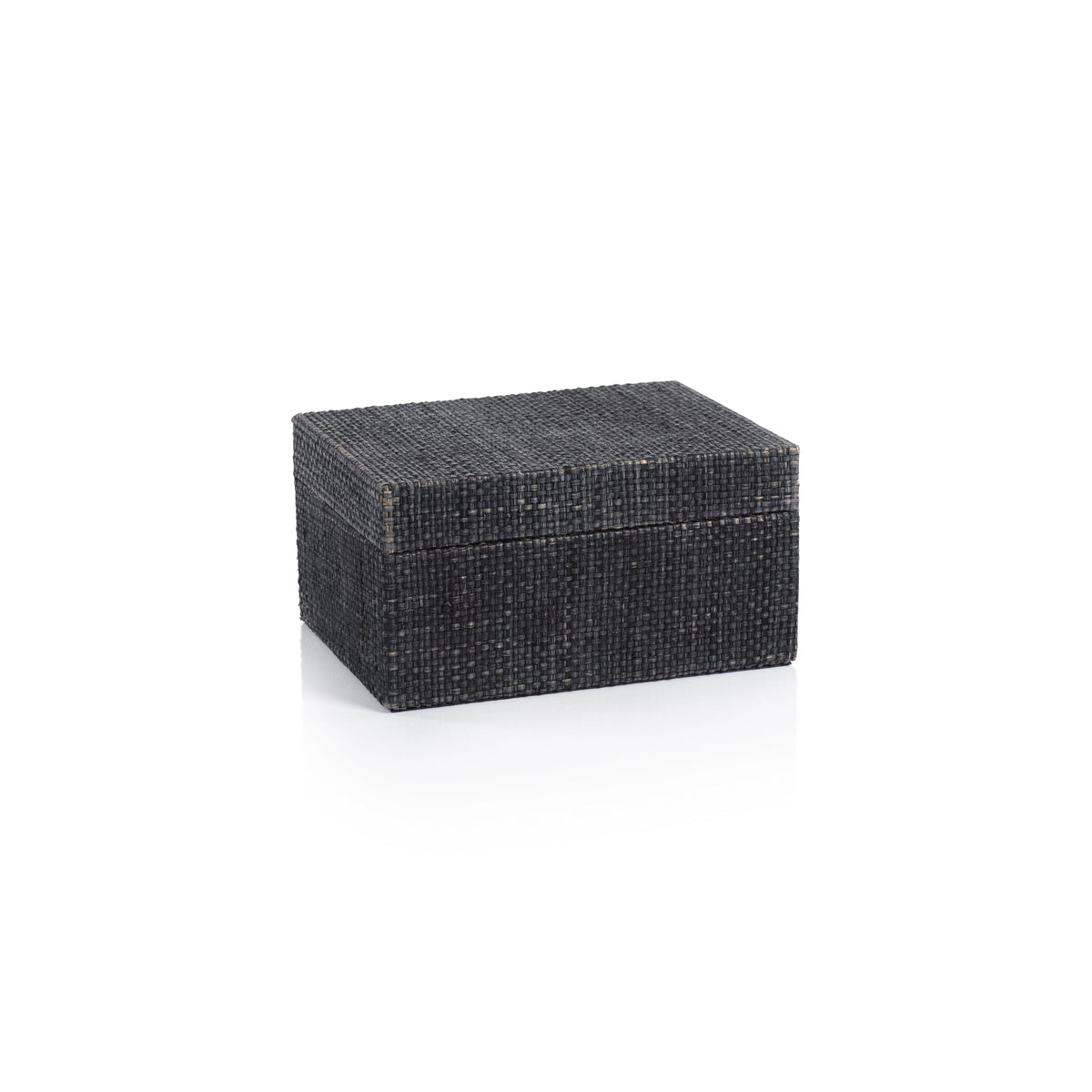 Bumi Deep Blue Raffia Chambray Decorative Box, Small | Bone & Brass