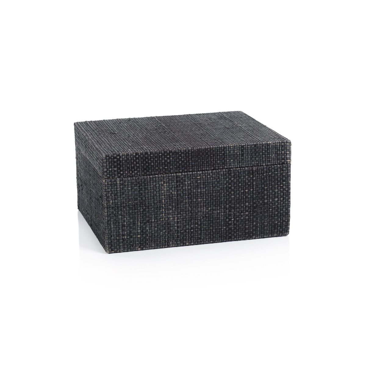 Bumi Deep Blue Raffia Chambray Decorative Box, Large | Bone & Brass